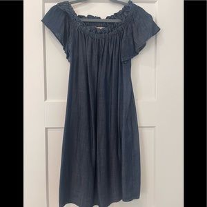 Philosophy denim like off the shoulder dress